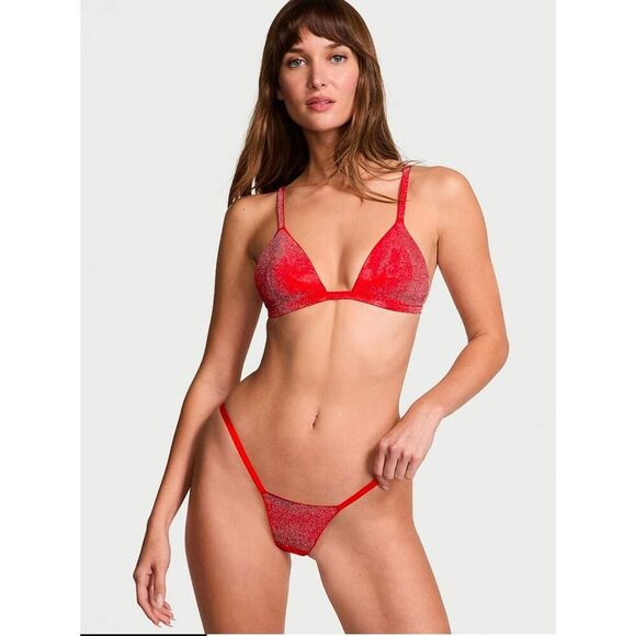 Victoria's Secret Very Sexy Shine Triangle Bralette and V String Panty Set - Picture 2 of 5